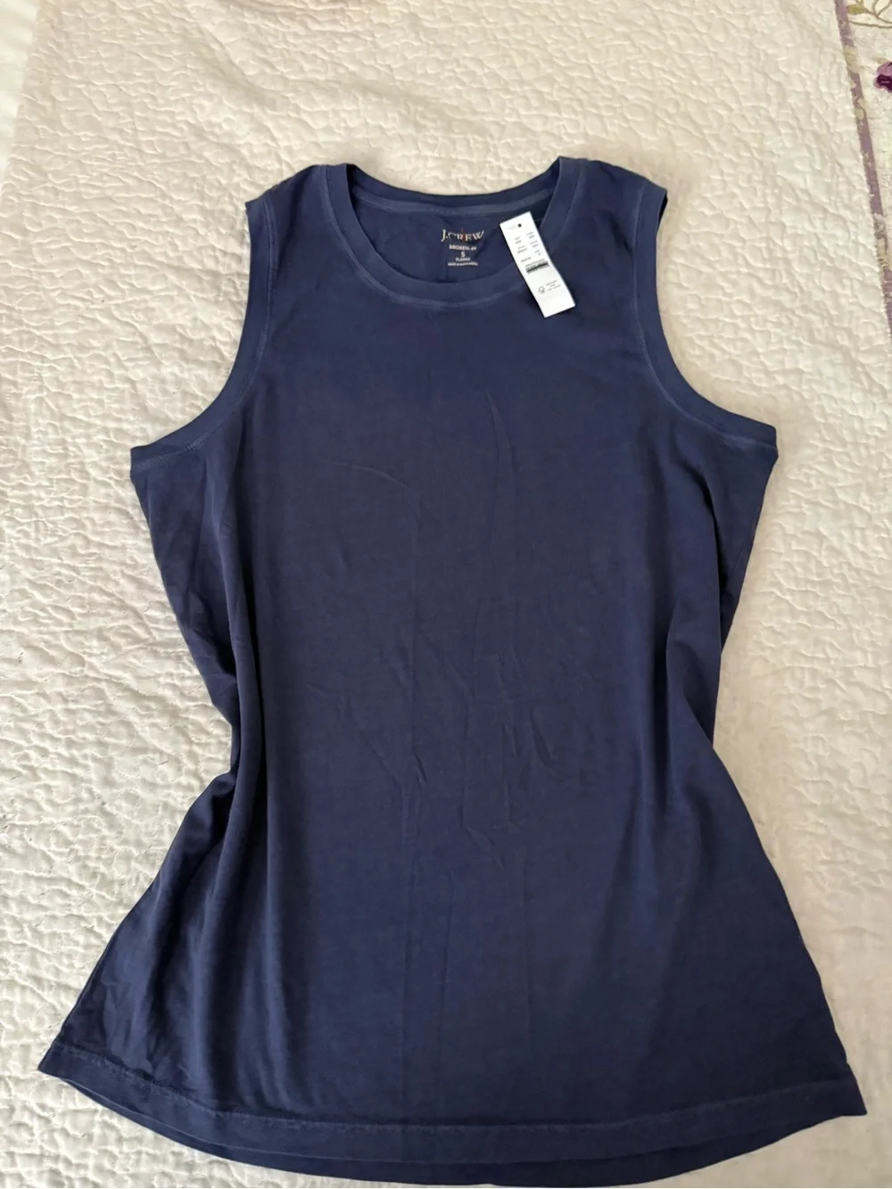 J.CREW Broken-In Men's Navy Tank Top Size S Classic Fit Cotton Crew Tagless